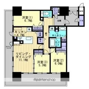 アルファパークナード高松THE・TOWER【302号室】の間取り