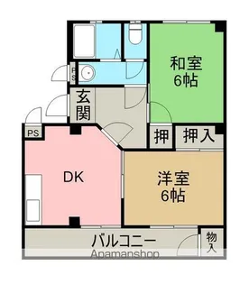 上原ハイツB棟【1階】の間取り