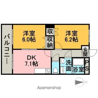 グリーンリバー【1階】の間取り