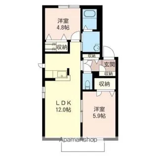 リバティクレインⅡ【202号室】の間取り