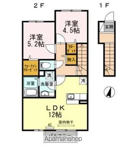 ウエストヴィレッジⅡ A棟【2階】の間取り