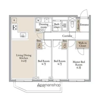 クラリティア横濱反町【105号室】の間取り