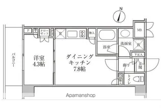 レジディア神楽坂Ⅱ【2階】の間取り