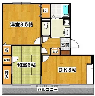 ハイカムール木下【202号室】の間取り