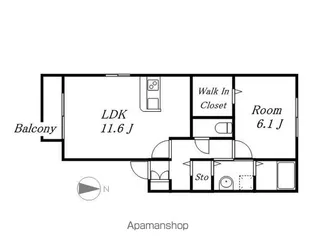ハイツ春陽 森末【202号室】の間取り