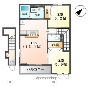 グランレーヴB【2階】の間取り