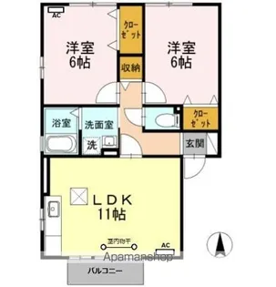 セジュールかすみ A棟【1階】の間取り