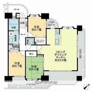 シティライフ西原【6階】の間取り