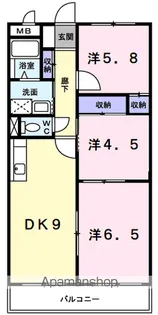 サウスヴィラ田辺【105号室】の間取り