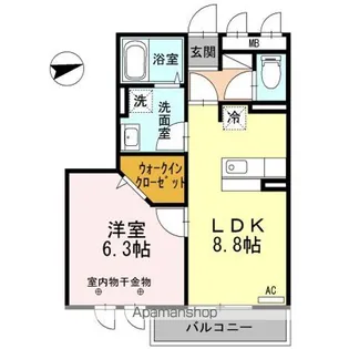 デュオコート酒折 壱番館【2階】の間取り