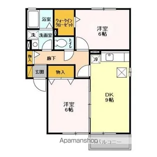 エバーグリーンハイツ Ⅰ・Ⅱ【I102号室】の間取り