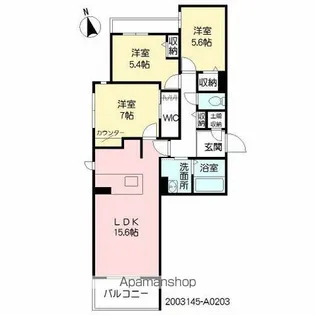 グランパジュン【203号室】の間取り