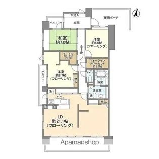 ウィズ松戸陽だまりの丘【6階】の間取り