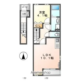 グランドスウェルーB(GRAND SWELLーB)【2階】の間取り