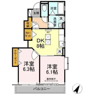 ハイツ曙Ⅲ【1階】の間取り