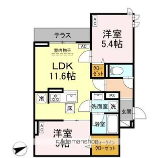 セレスティア清水【1階】の間取り