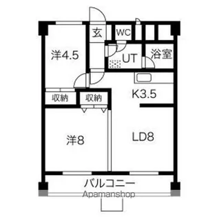 京王山鼻マンション【4階】の間取り