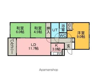 チュリス山鼻南A棟 504【5階】の間取り