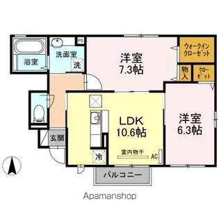 ボヌール新田 III【1階】の間取り