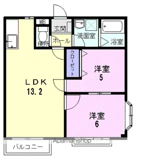 クリアヴィレッジB【1階】の間取り