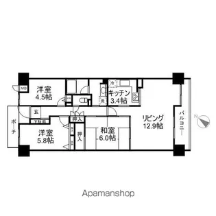 ローレルコート草津【4階】の間取り