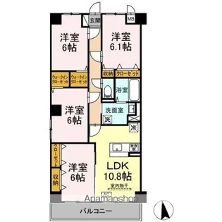 グランヴェールにしすな【3階】の間取り