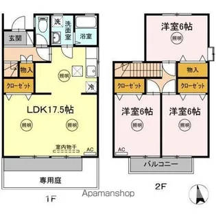 ガーデンハウス A・B棟【1階】の間取り