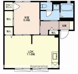 ハイエストハウスB【101号室】の間取り