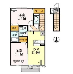 ロイヤルビレッジ B【2階】の間取り