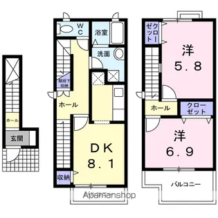 タウニーオウル【2階】の間取り