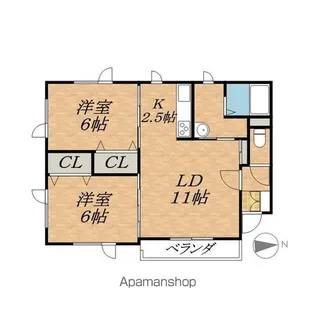 コーポハッピーリバーⅡ【3階】の間取り
