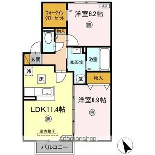 バニュルス Ⅰ・Ⅱ・Ⅲ【II103号室】の間取り