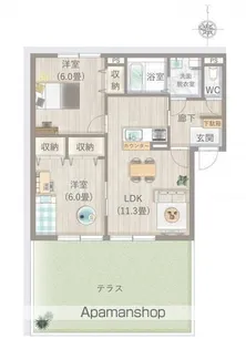 マリベール円座【1階】の間取り