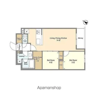 アジュールテラス目黒祐天寺【4階】の間取り
