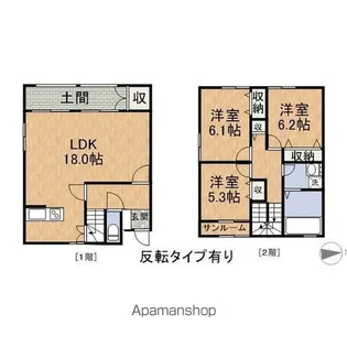 福井県福井市木田2丁目【テラスハウス】の間取り
