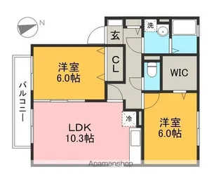 ビューテラス十津【2階】の間取り