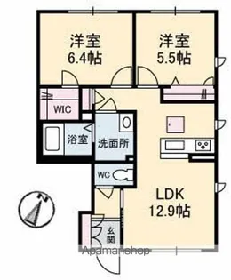シャーメゾン中府【1階】の間取り