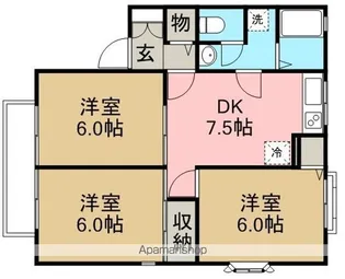 リヴェール高沢B【1階】の間取り