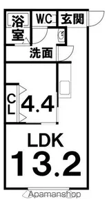 ヴィラナヴォーナ【105号室】の間取り