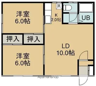 横山アパート第二(ヨコヤマアパートダイニ)【2階左号室】の間取り