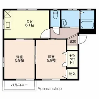 ディアスなかや【A201号室】の間取り