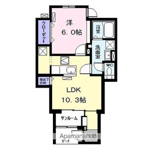 レジデンス港南【1階】の間取り