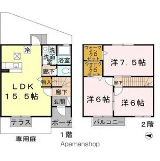 大阪府堺市中区福田【テラスハウス】の間取り