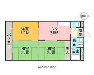 宝勝ハイツ【3階】の間取り