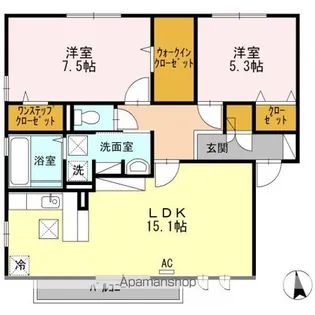 レディーバード【1階】の間取り