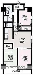 ラ・ヴィール三原【107号室】の間取り