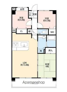 コアマンション九品寺【5階】の間取り