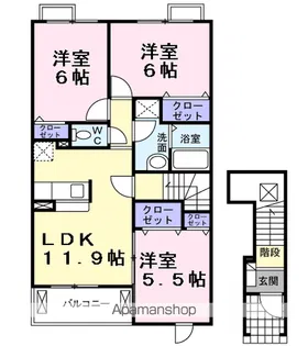 ハマナスⅠ【2階】の間取り