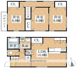 愛知県江南市古知野町杉山【一戸建】の間取り