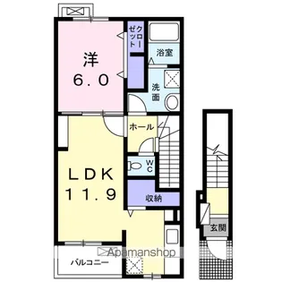 ルピナス・リバーA【2階】の間取り